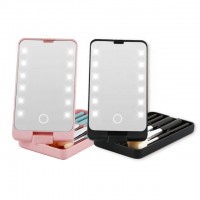 BEAU FLY LED Light Mirror Makeup Brush Set Touched Screen Makeup Mirror with Storage Box